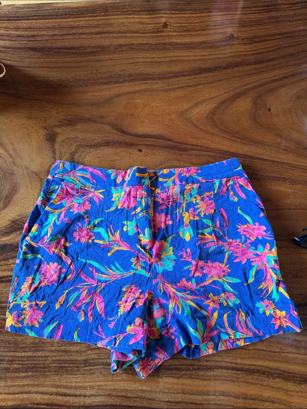 J. Crew Women’s Blue Linen Floral High-Waist Shorts